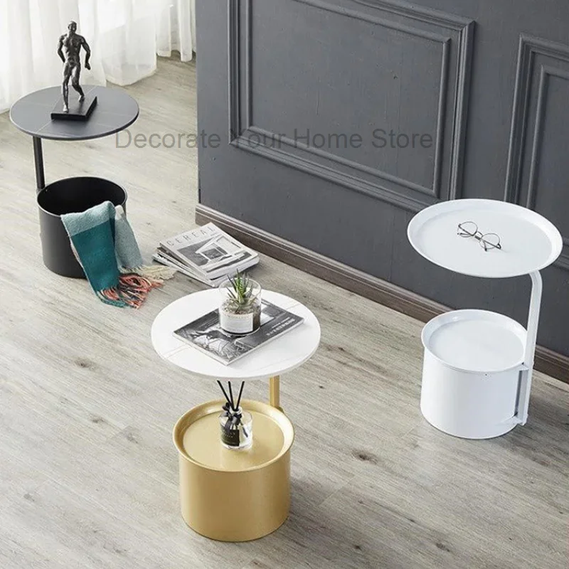 Nordic Golden Coffee Table Living Room Small Auxiliary Coffee Table Luxury Storage Furniture Table Ronde Home Decoration