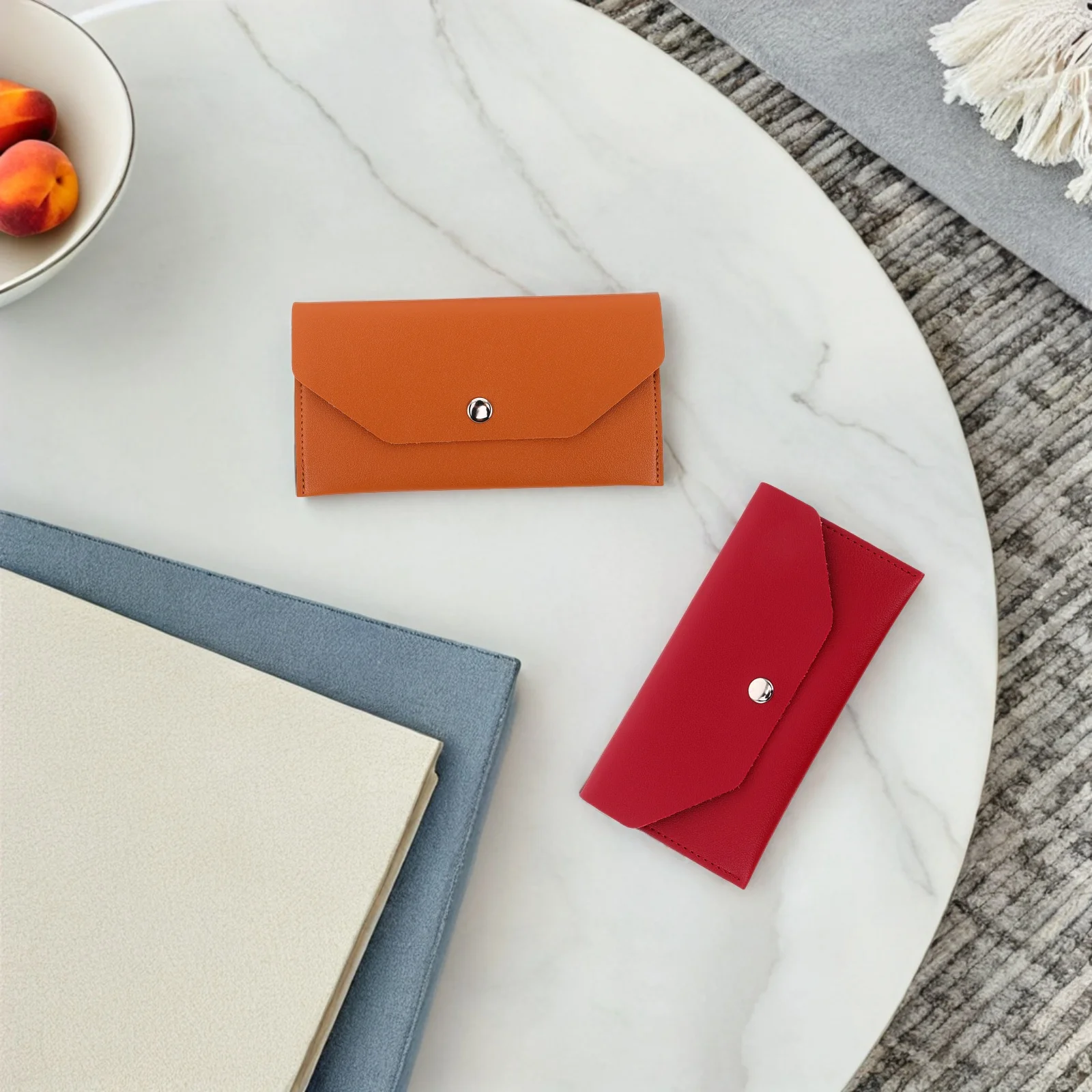 

2Pcs PU Card Holder Money Cash Envelope Long Wallet Budget Organizer Portable Business Card Case for Travel Wedding