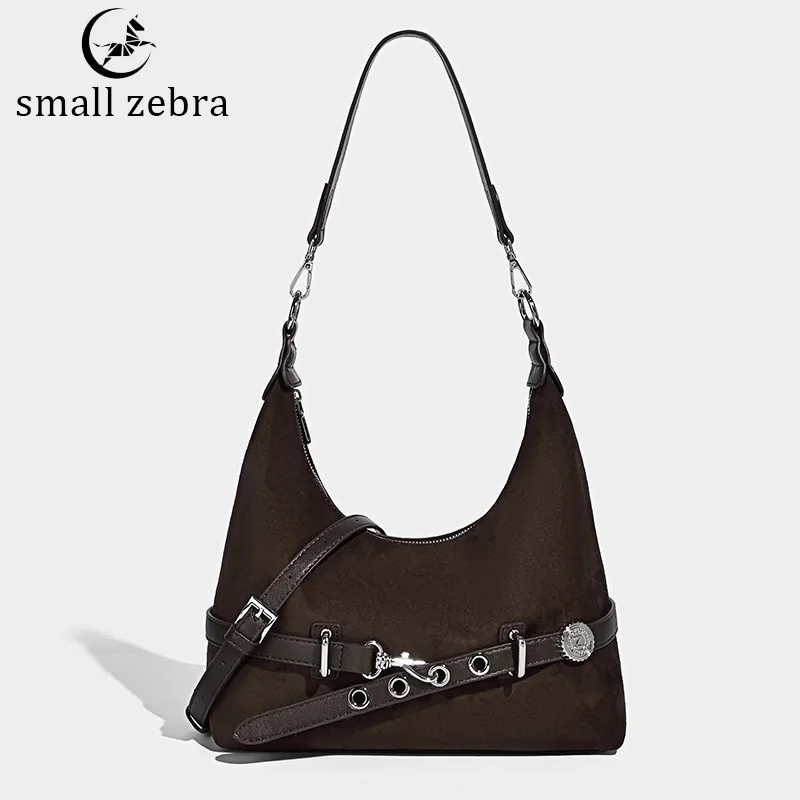 

Autumn and Winter Faux Suede Underarm Bag Vintage Commuter Bag Locomotive Style Portable Messenger Bag Ladies Mobile Phone Bag