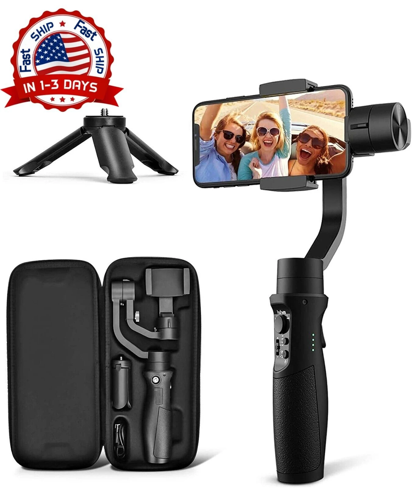 

Fast Shipping Smartphone Handheld Gimbal Stabilizer 3 axis Automatic Selfie Stick AI Face Tracking Gimble Stabilizer