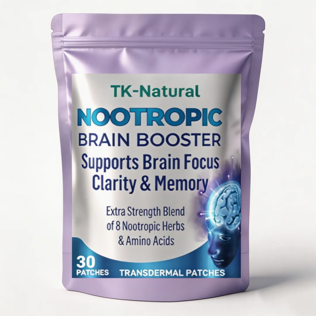 30 Patches Nootropic Brain Booster Transdermal Patches with Ginkgo Biloba, Bacopa Monnieri - Memory & Brain Support