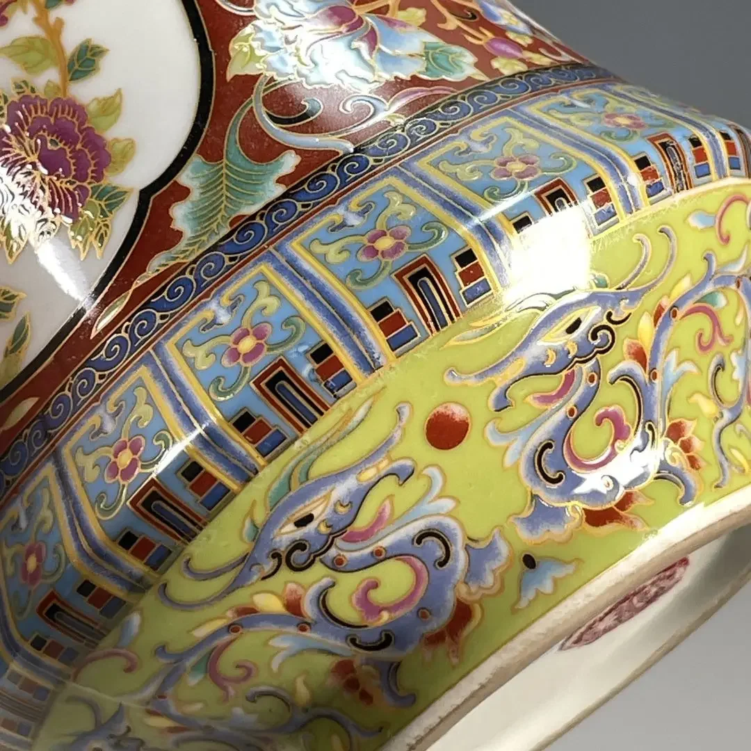 Collectible Porcelain Shangping Imperial Reward Vase, Exquisite Hand-Painted Falangcai Enamel Floral & Avian Bird Motifs