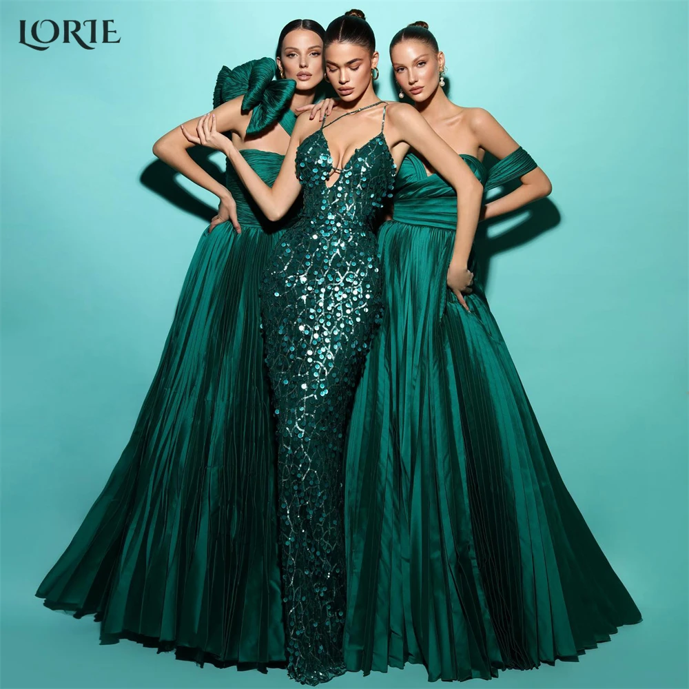 

LORIE Elegant Shiny Formal Evening Dresses Bow One Shoulder A-Line Pleats Prom Dress Floor Length Bridesmaid Solid Party Gowns