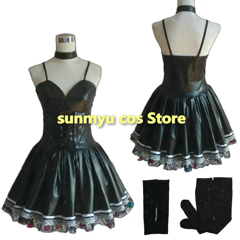 

Черное кожаное платье DEATH Note Misa Amane с нарукавниками и чулками, размер костюма для косплея