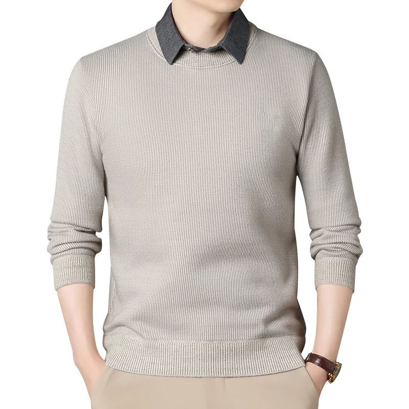 2025 Autumn Men Polo Collar Sweater Men Thick Warm Knit Pullover Male Business Knitwear Fleece Sweater Male Casual Jumpers