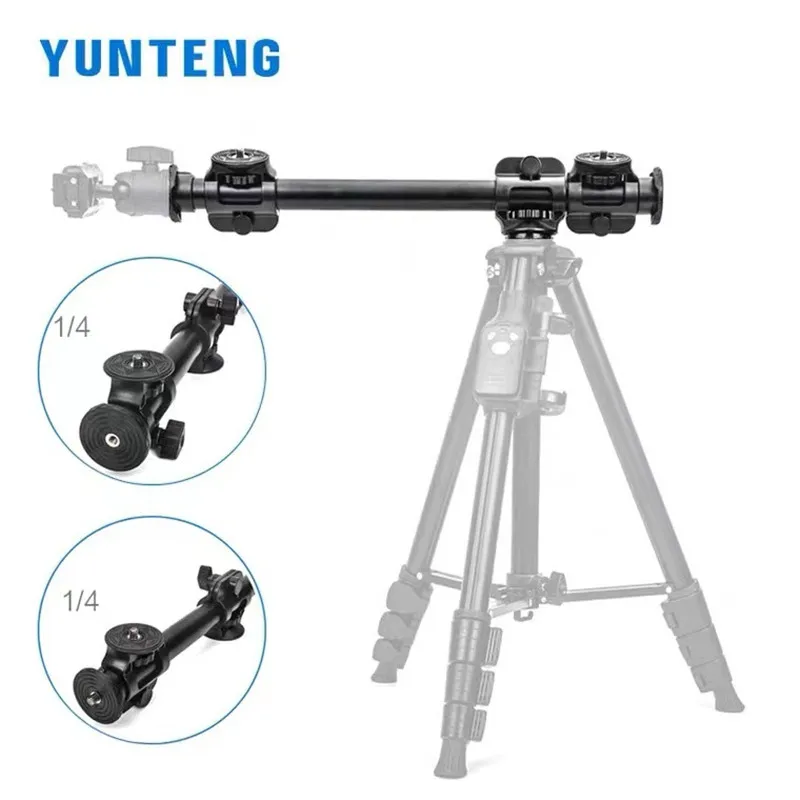 YUNTENG VCT-6109 Haste de extensão de tripé universal profissional Suporte horizontal para fotografia de produtos de estúdio de transmissão ao vivo