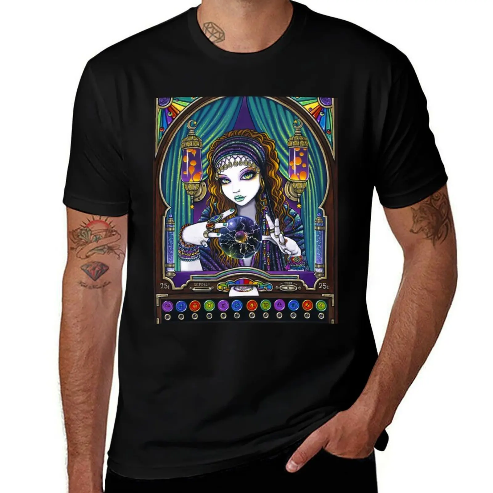 Lumina Gypsy Seer Celestial Astrology Fortune Teller Machine T-Shirt Classic Crew Neck Cotton T-Shirt