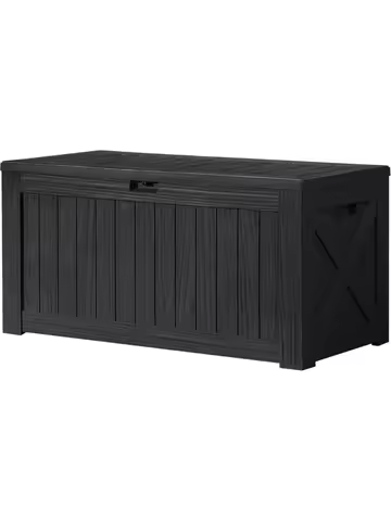 120 Gallon Deck Box Resin Outdoor Storage Box Waterproof for Patio, Large Outdoor Storage Bench Lockable for Outside