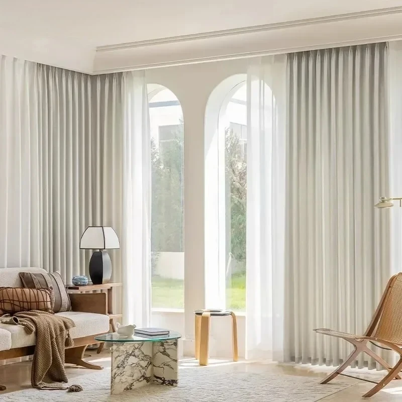 High-precision Jacquard Curtains French Light Luxury Modern Simple High-end Living Room New Bedroom Blackout High-end Sense
