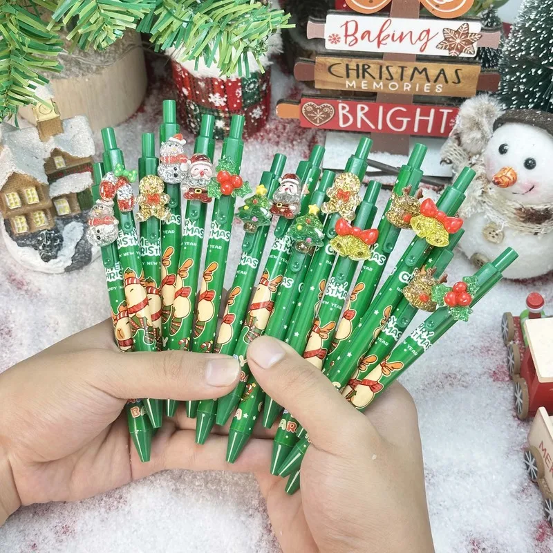 20/30pcs Creative Cute Cartoon Christmas Tree Shaped Retractable Ballpoint Pen Back-to-School, Christmas, and Holiday Series Ret