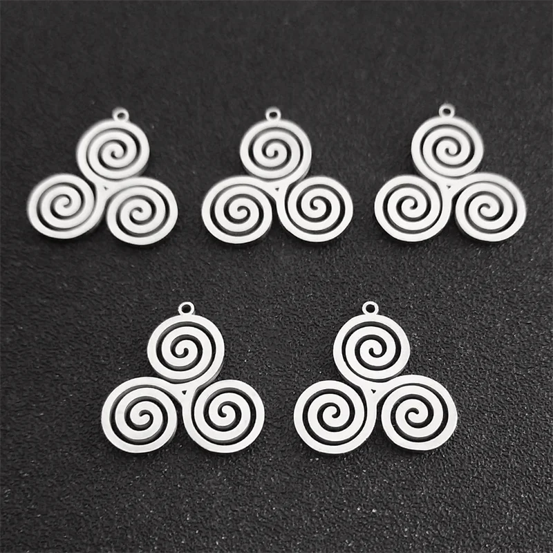 Witch Triskele Trinity Stainless Steel Hollow Charms Pendants For DIY Earring Necklace Jewelry Making Findings Accessories