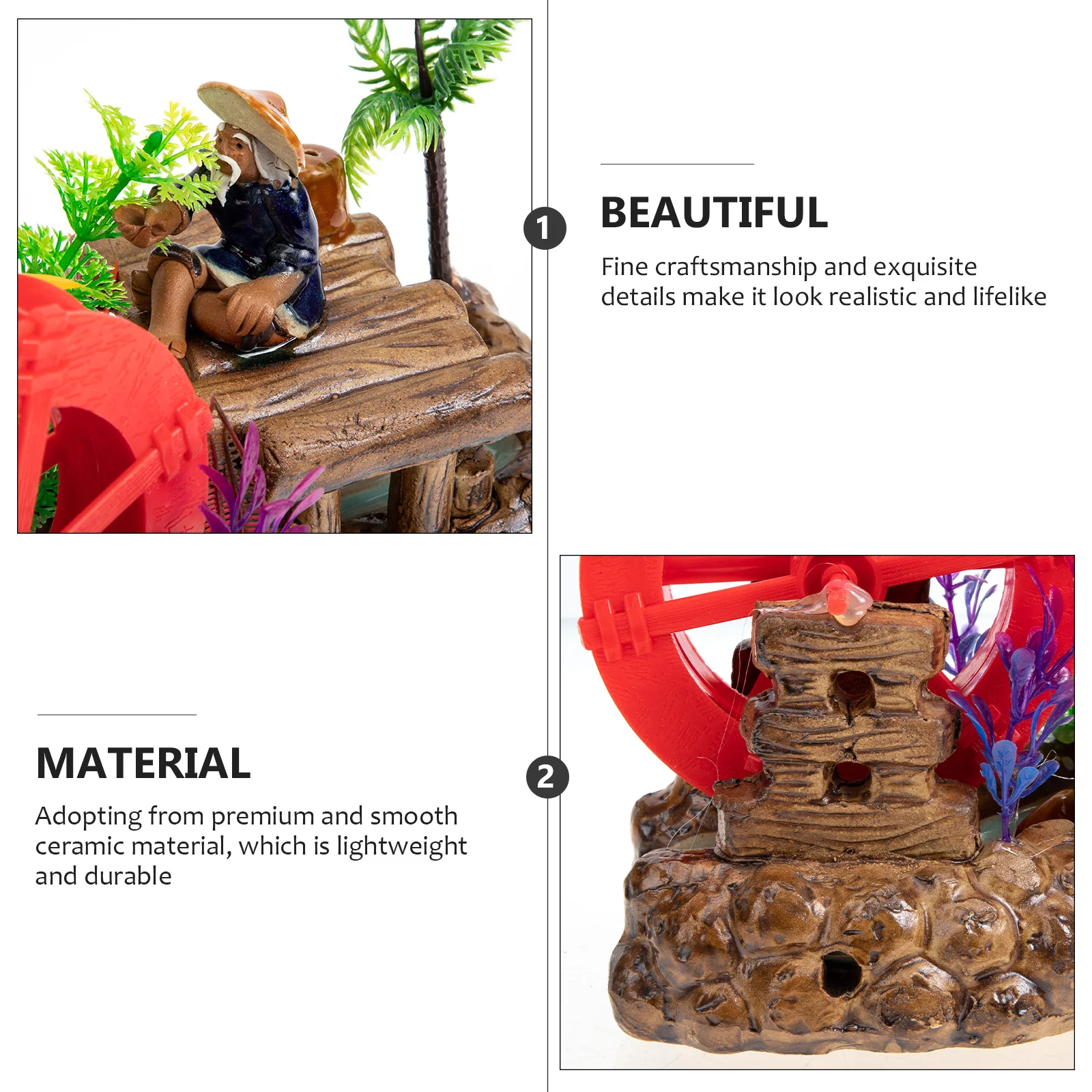

Absorbent Stone Bonsai Ornament Ceramic Mini Fisherman Windmill Decorative Garden Outdoor Aquarium Adornment Mini Bonsai Decor
