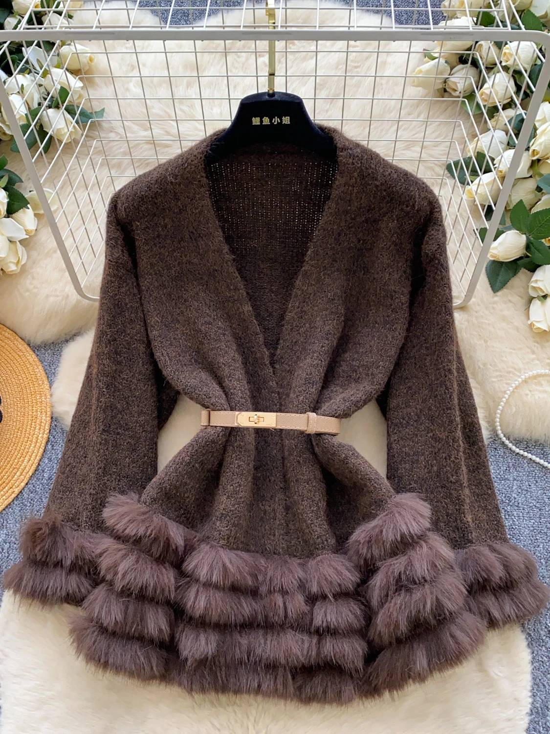 

Korean Sle Loose Knitted Cardigan Women's Long Sve Wrap Waist Coat Warm Autumn Outerwear Faion Commute round Ne