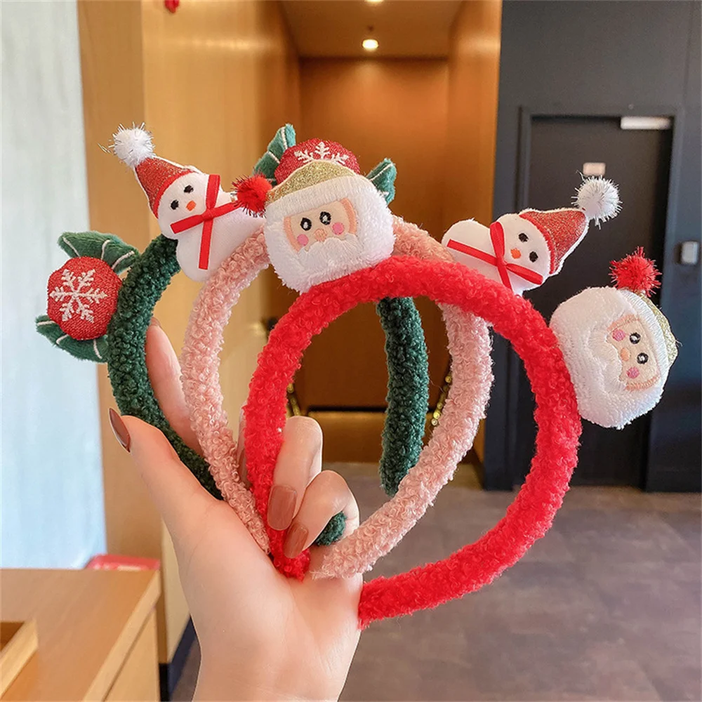 Cute Plush Christmas Headwear Snowman Elk Hair Hoop Female Christmas Dress Up Headband Autumn/Winter Face Wash Hair Hairpin