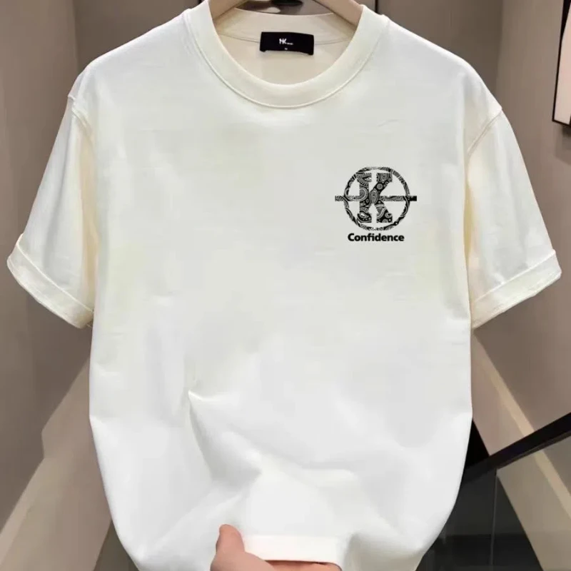 American Style Trend Fashion Pure Cotton Men Matching Outfits New Summer O-Neck Printing Casual Half Sleeve Loose T-Shirts Tops