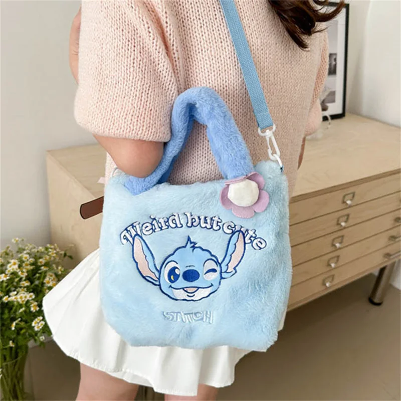 Wholesale Stitch Plush Handbag Lilo and Stitch Flower Cartoon Plushie Crossbody Bag Tote Storage Shoulder Bag Girl Birthday Gift