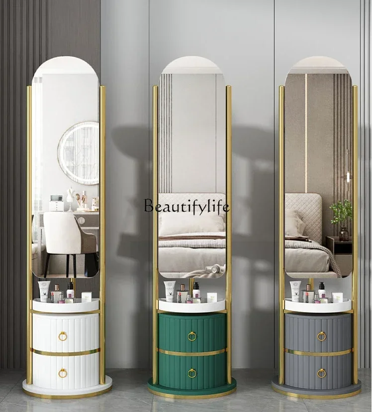 1*Full Body Dressing Floor Rotatable Mobile Clothing Store Changing Clothes Rack Integrated Full-Length Mirror