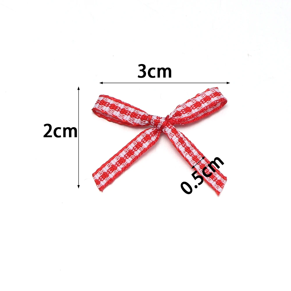 30Pcs Mini Checker Polyester Bows Narrow Ribbon 2×3cm DIY Hairpin Doll Outfit Clothing Shoe Gift Embellishment Craft Accessories