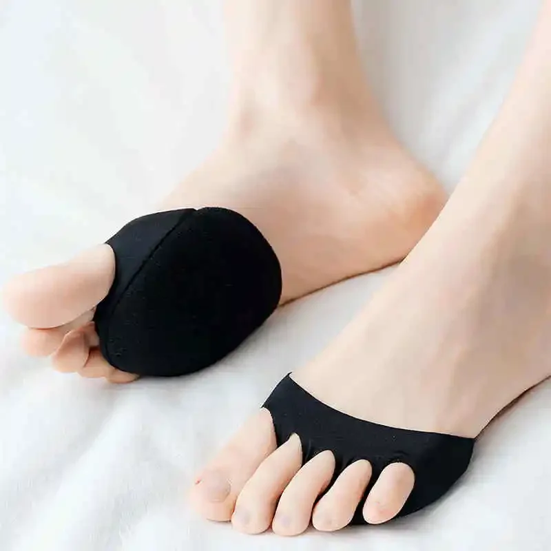 Almohadillas para antepié de cinco dedos para mujer, medias plantillas de tacón alto, seda de hielo transpirable fina, Invisible, calcetines sin espectáculo, Verano