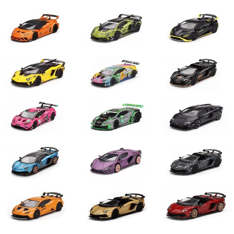 MINIGT 1:64 Lamborghini Huracan Revuelto Aventador Veneno prawdziwa skala miniatury stop odlewany model samochodu prezent