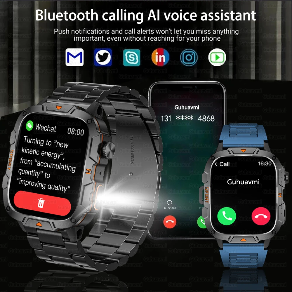 Per Xiaomi Sport Astuto Della Vigilanza Degli Uomini 1.96 "AMOLED Schermo GPS Tracker Torcia A LED 420mAh Batteria Impermeabile Bluetooth Chiamata Orologio
