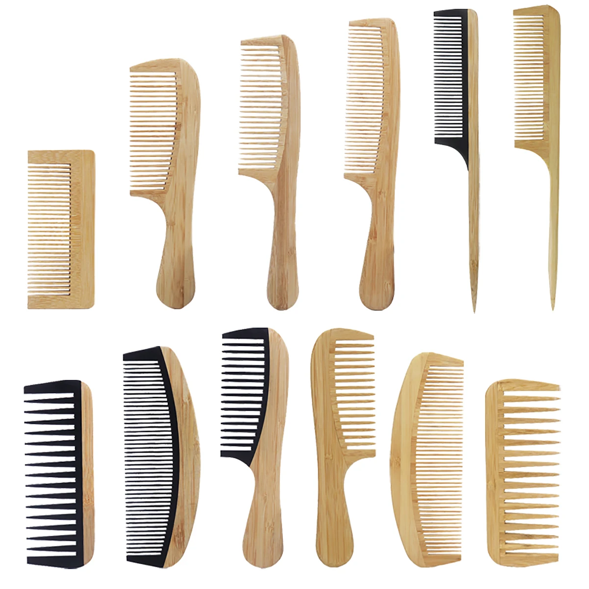 1 bamboo and wood comb, anti-static, smooth scalp massage bamboo and wood comb, hair styling wooden comb