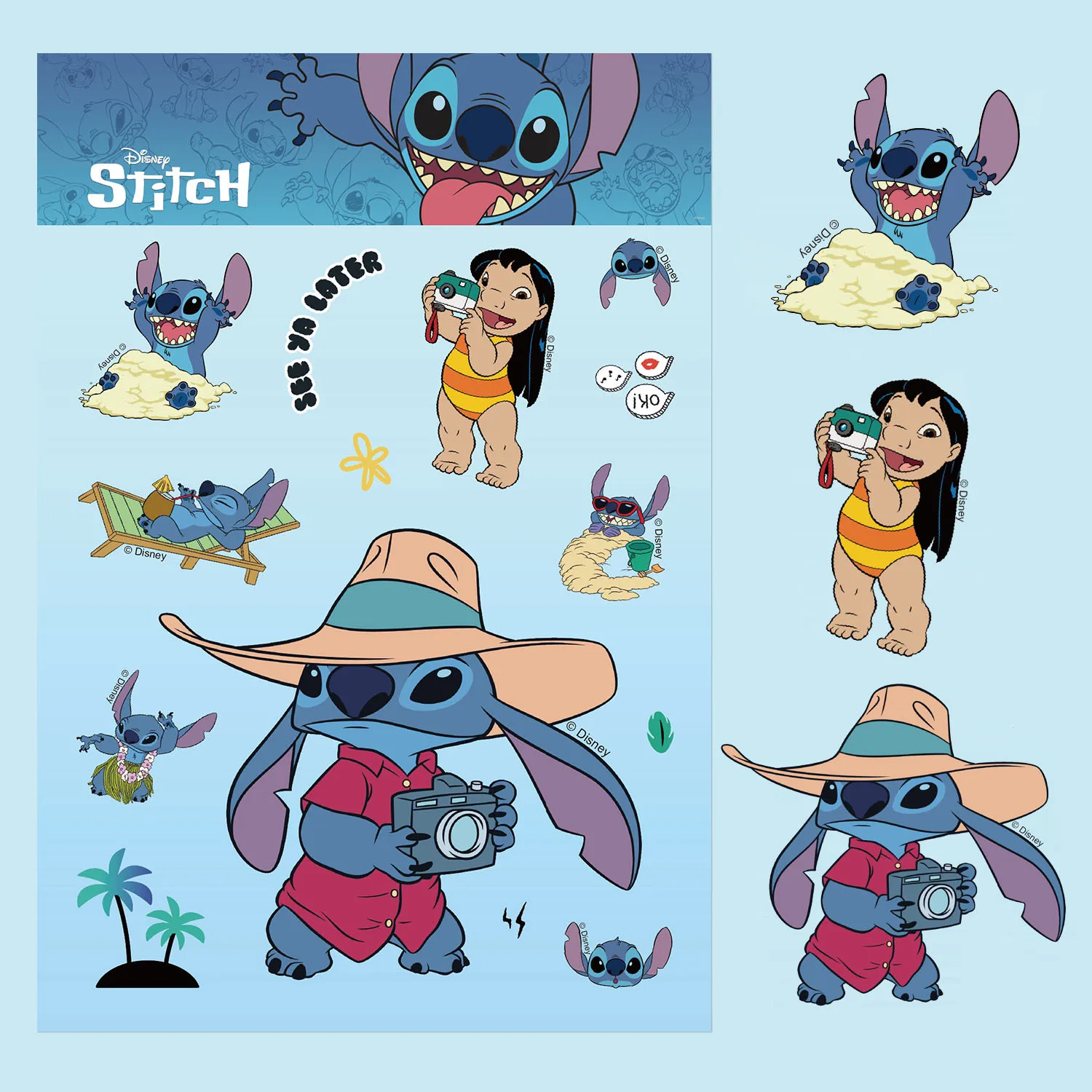 24 hojas de pegatinas de rompecabezas de dibujos animados de Lilo Stitch, pegatinas bonitas de Anime clásico, juguetes de rompecabezas para niños,