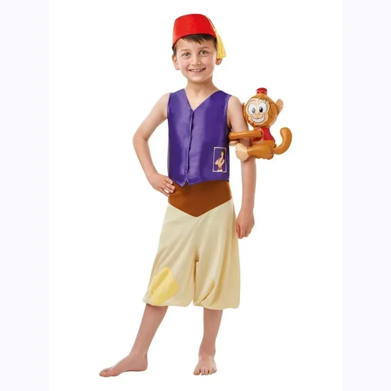 Child Kids Arabian Lamp Aladdin Costume Cosplay for Boys Halloween Purim Carnival Party Masquerade Fantasia Dress up