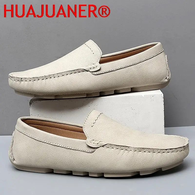 Fashion Men Leather Loafers Comfy Casual Suede Shoes Men Fashion Minimalist Man Shoes Breathable Lightweight Driving Male Flats