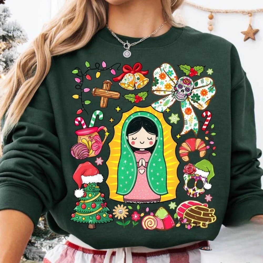 É abuelita e pan dulce temporada moletom com capuz roupas de inverno feminino design de natal mexicano tis a temporada concha pulover