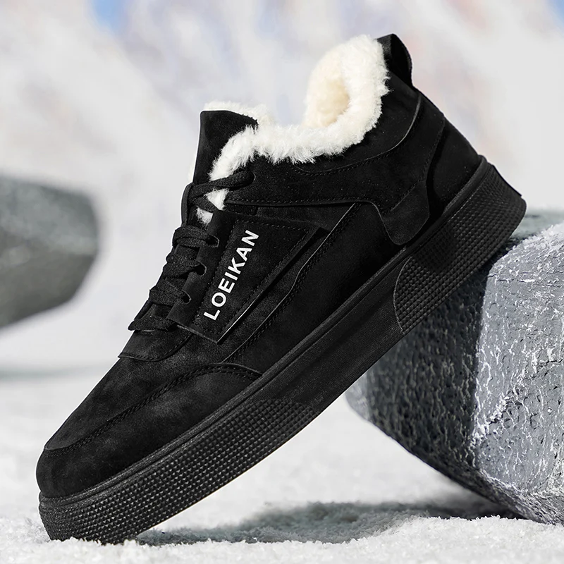 

Men's casual versatile cotton shoes winter warm plush outdoor walking shoes fashion youth non-slip soft-sole plus size work shoe