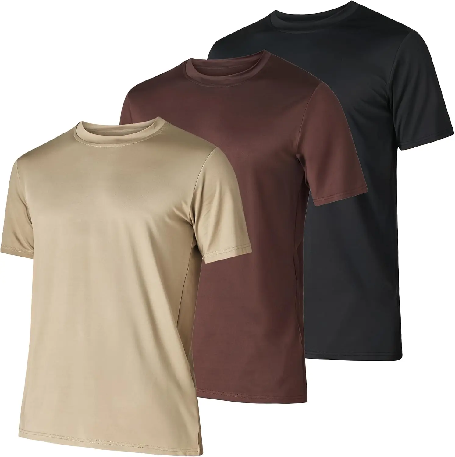 Men’s Workout Short Sleeve Athletic Gym T-Shirts 3 Pack Mens Dry Fit Running Shirt Moisture Wicking Active Crew Tees for Men