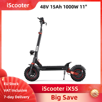 iScooter iX5S Electric Scooter 11 Inch Pneumatic Tires Off-Road 48V 15Ah 1000 W Disc Brake+ EBAS System Dual Suspension