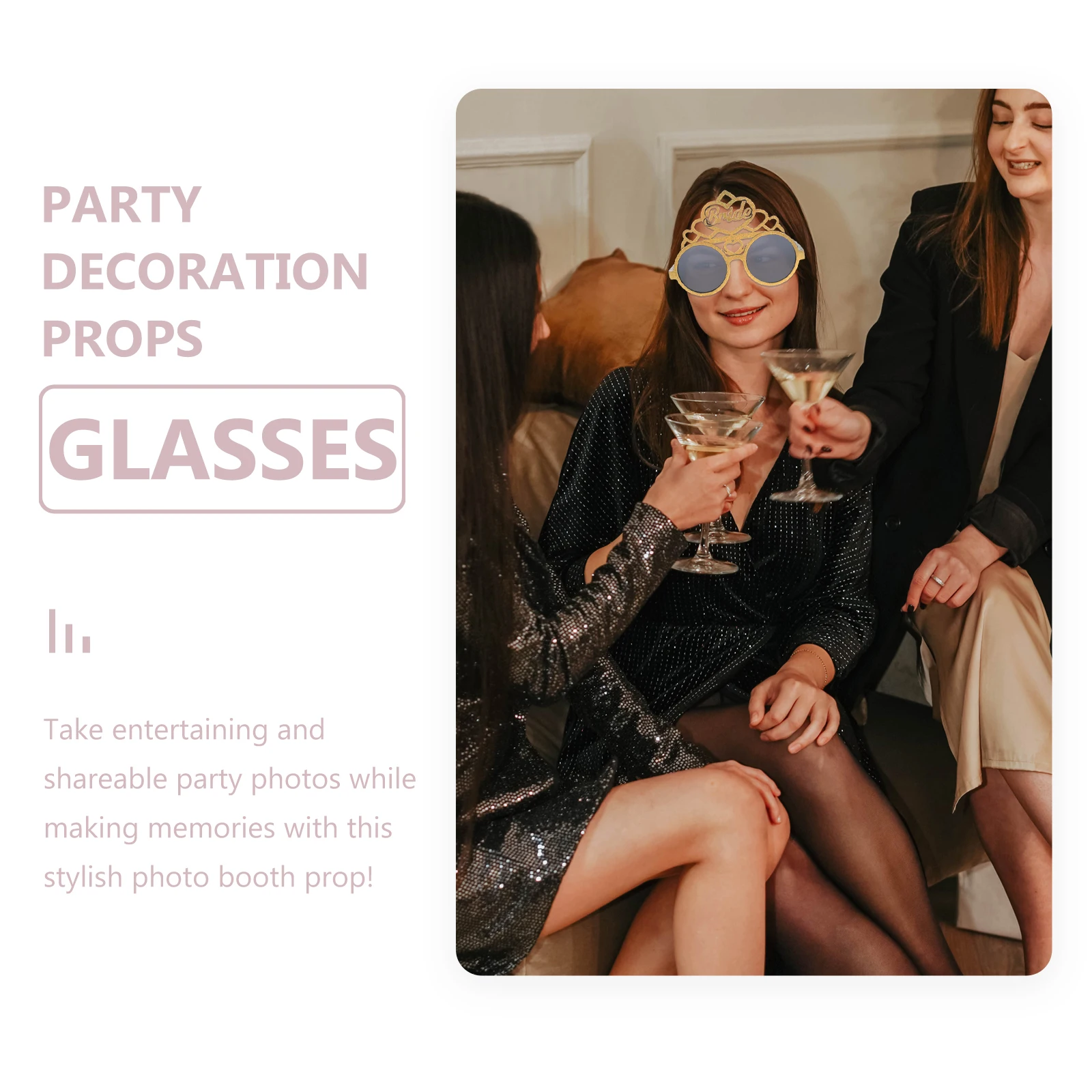 

Bridal Glasses Charming Eyeglasses Wedding Shower Groomsmen Party Plastic Golden Frame