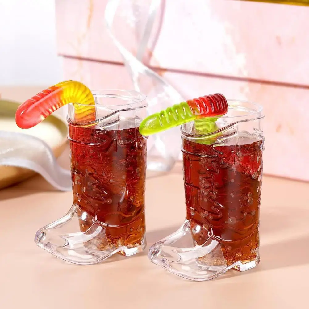 5Pcs Cowboy Boots Wine Glasses Western Theme Party Tumblers Hard Plastic Mini Compact Fun Birthday Party Cups Unique Drinkware