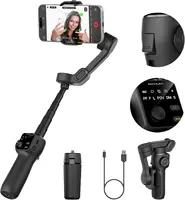 Estabilizador de cardán portátil AOCHUAN Smart V8 de 3 ejes con varilla de extensión, trípode, seguimiento facial para iPhone, Android, transmisión en vivo, Vlog