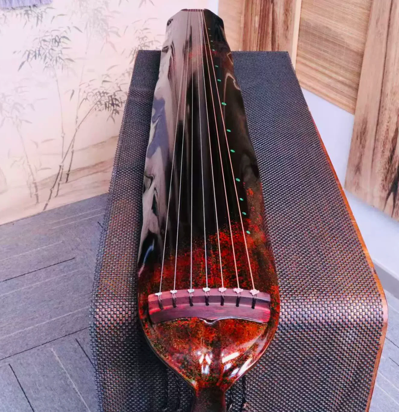 Jiaoye‑Style Guqin, Old Chinese Fir Wood, Pure Urushi Lacquer, Traditional Chinese 7‑String Instrument