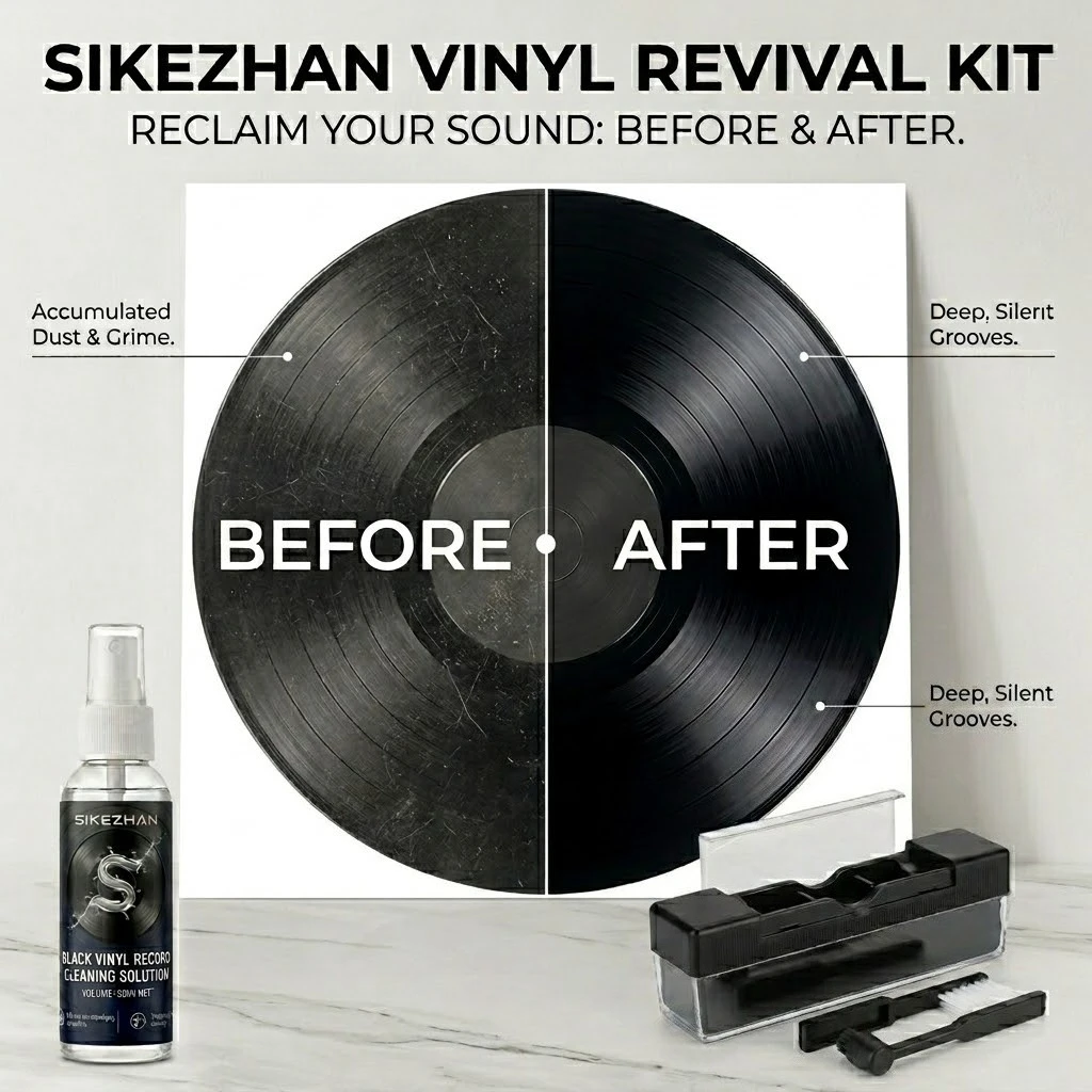 Vinyl Record Cleaner Spray with Anti Static Velvet Brush Stylus Cleaners for LP Turntable Phonograph Grooves Dust Fingerprint