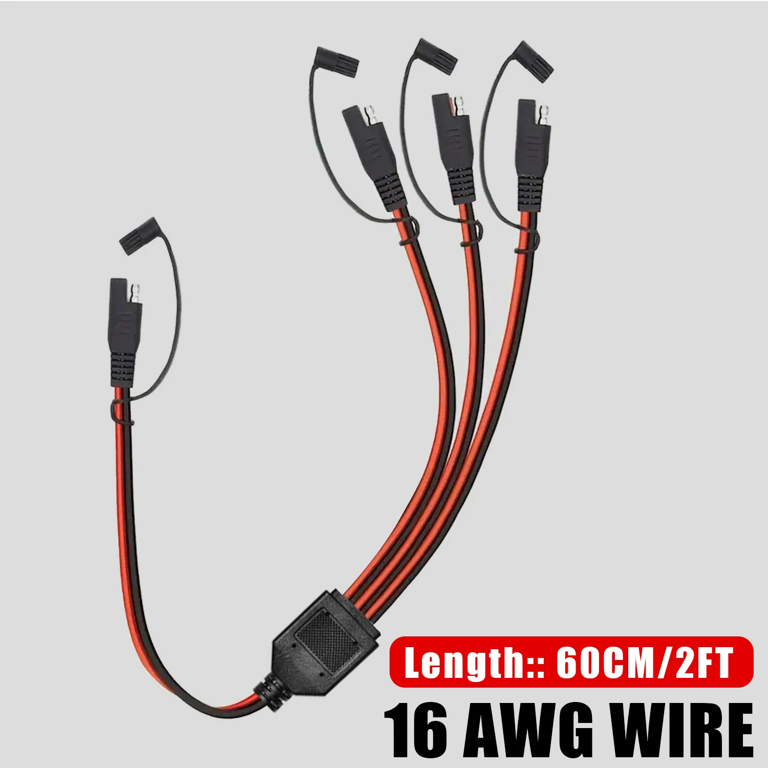 16AWG SAE Y Splitter Power Connector Cable 1 to 3 for Solar Panel RV Automotive Motorcycle