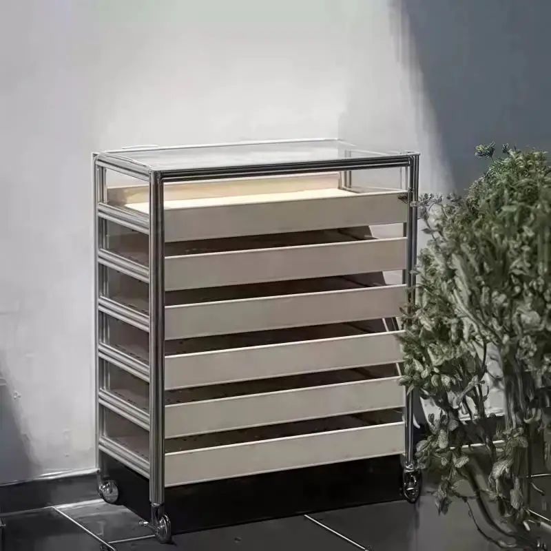 

Medieval birch multi-layer storage cabinet, file cabinet under office desk, aluminum profile data cabinet with drawers, simple