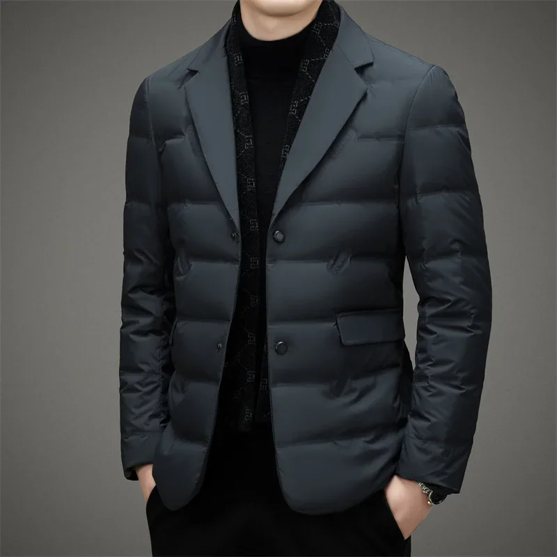 Down Suit Men 2024 New Middle-aged Men Winter Warm Duck Down Clothes Father Winter Suit Coat  Blazer Masculino Slim Fit