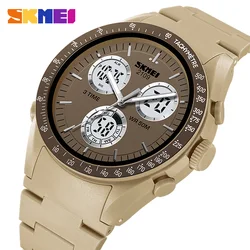 SKMEI-Reloj de pulsera Digital multifuncional para hombre, tiempos de camuflaje militar con 3 cronógrafo deportivo, Cuenta atrás, 5bar, resistente al agua, alarma de Chrono