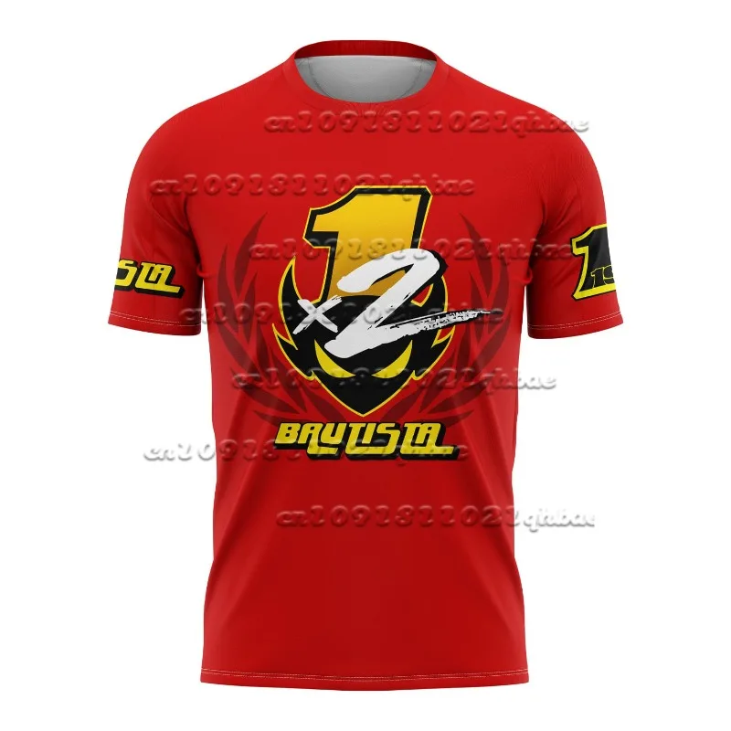 

2025 New Motorcycle Racing Red No.1 Driver Alvaro Bautista Men's Summer Sports Quick Drying Leisure Breathable Loose T-shirt