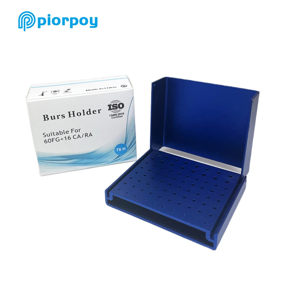 PIORPOY 76 Holes Dental Bur Holder Dentistry Organizer Box Autoclavable High Low Speed Handpiece Burs Case Disinfection Stand