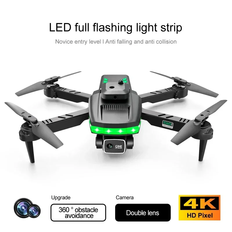 S160 Mini Drone with 4K Dual Camera Professional Video Drone Quadcopter 360 Intelligent Obstacle Avoidance for Kids Gift Drone