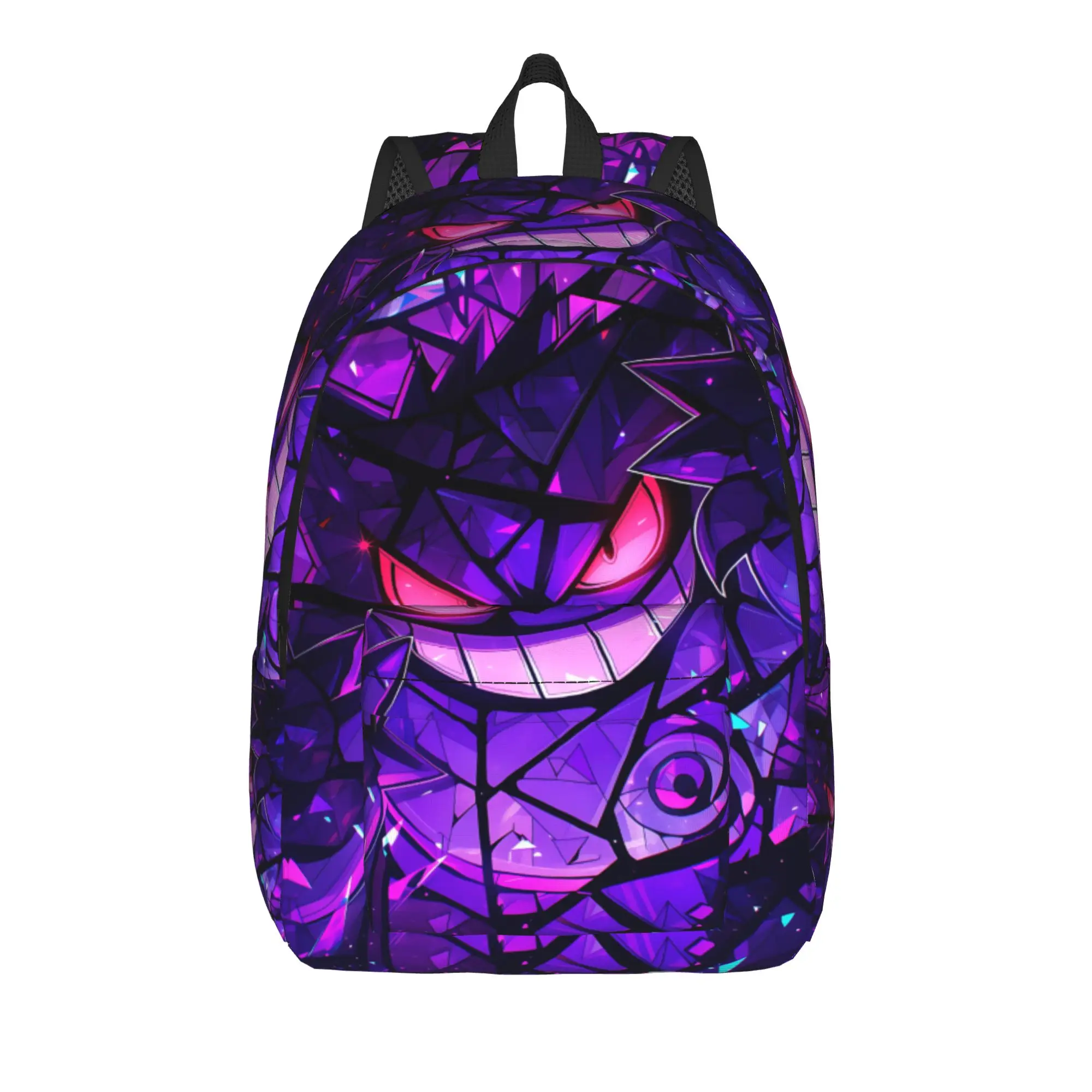 Fashion Pokemon Gengar Crack Texture Backpack  Mochilas Versatile High School Zipper Closure Rucksack