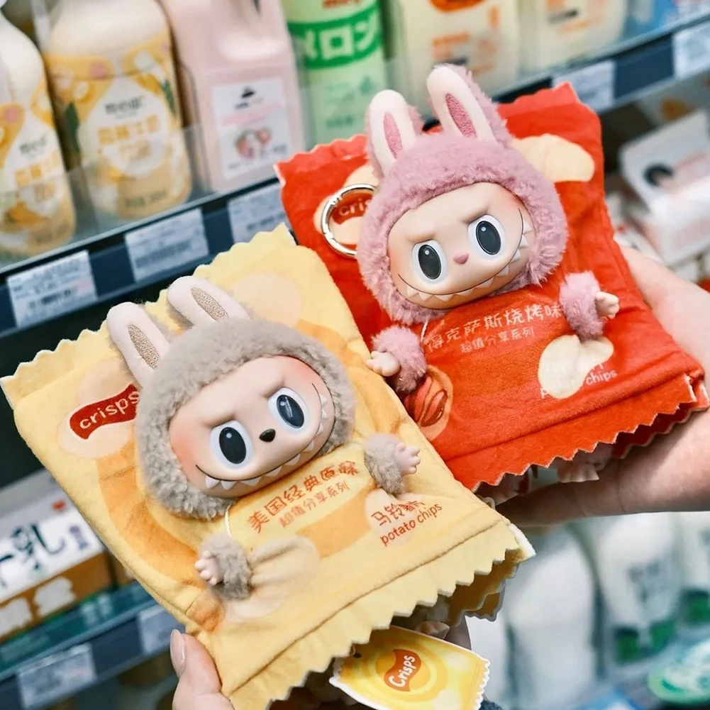 For Labubu The Monsters Figure Doll Potato Chip Packaging Clothes Cartoon Heartbeat Macaron Clothes For 15cm Labubu Decoration