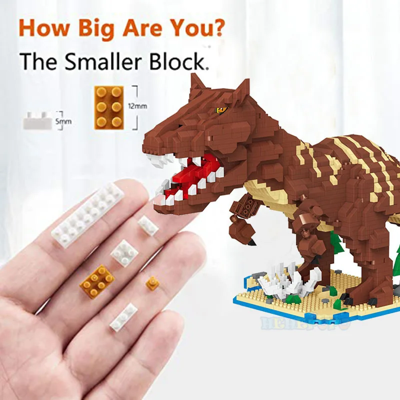 Jurassic Dinosaur Micro Diamond Blocks Tyrannosaurus Rex Velociraptor Baryonyx Triceratops Monster Bricks Building Toy No Box