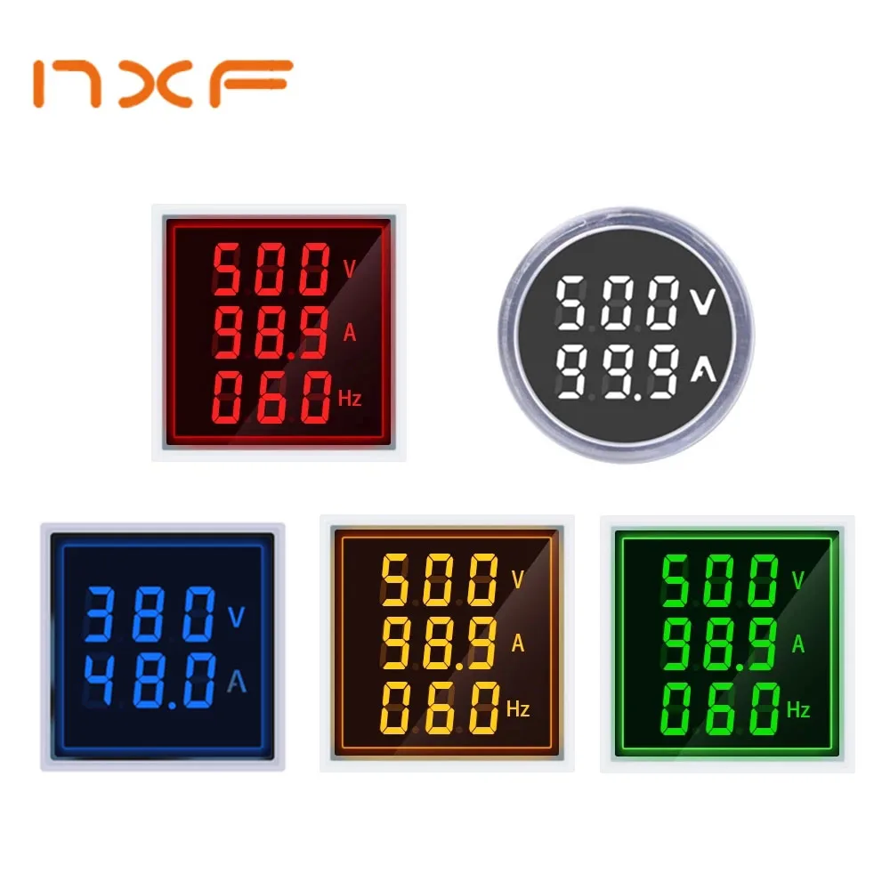 Led Voltmeter Digital AC 220 Mini Display 60-500V 1-100A Digital Voltmeter Ammeter Frequency Voltage Meter Voltammeter Indicator