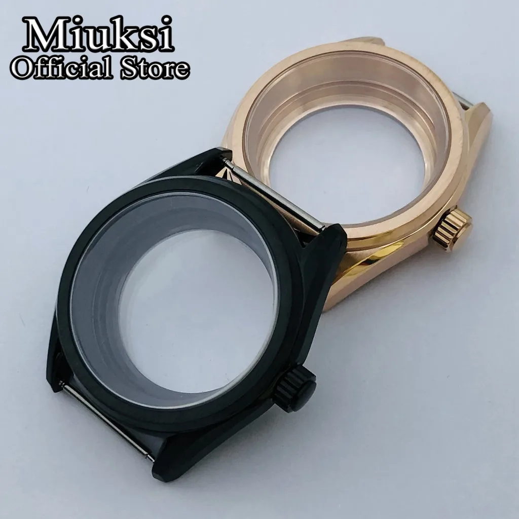 Miuksi 38mm silver black rose gold sterile watch case sapphire glass fit NH35 NH36 NH34 NH38 NH70 NH72 ETA2824 PT5000 movement